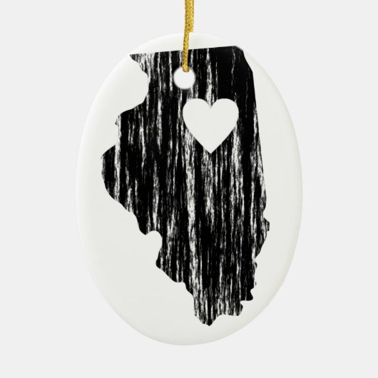 I Heart Illinois Grunge Worn Outline State Love Keramisch Ornament (Voorkant)