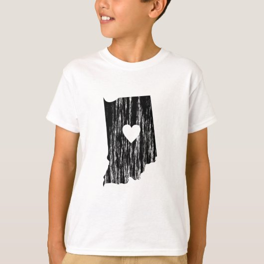 I Heart Indiana Grunge Worn Outline State Love T-shirt (Voorkant)