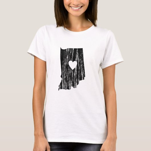 I Heart Indiana Grunge Worn Outline State Love T-shirt (Voorkant)
