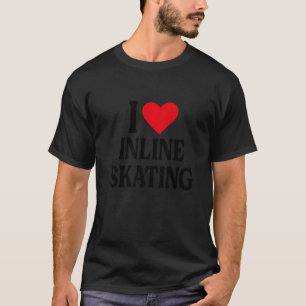 I Heart Inline skaten met Rood hart Ik hou van Inl T-shirt