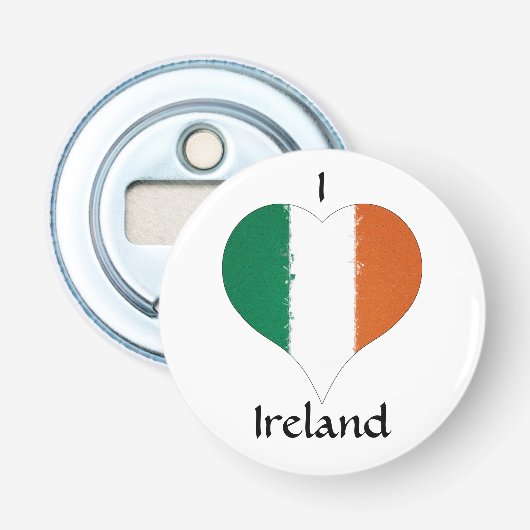 I Heart Ireland Tricolor Flag Button Flesopener (Voorkant)