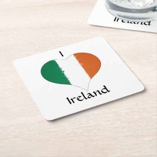 I Heart Ireland Tricolor Flag Kartonnen Onderzetters (Schuin)