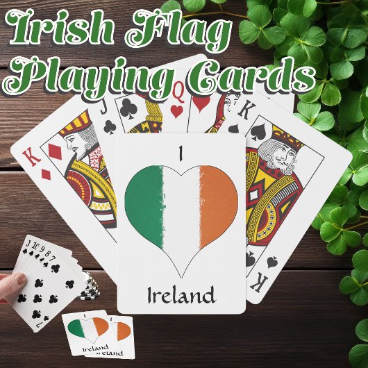 I Heart Ireland Tricolor Flag Pokerkaarten