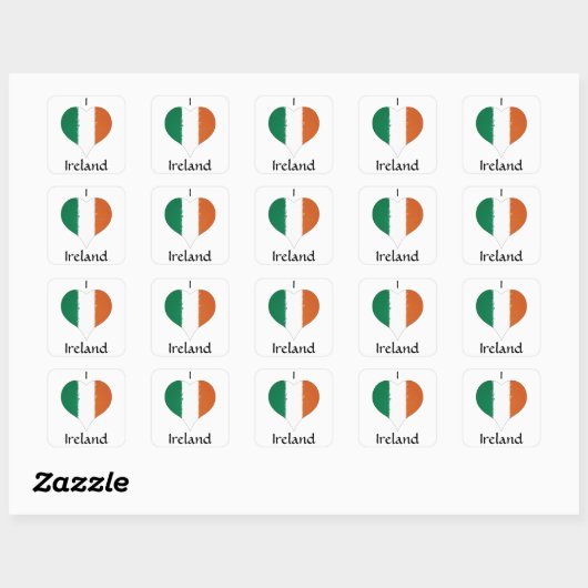 I Heart Ireland Tricolor Flag Vierkante Sticker (Vel)