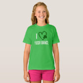 I Heart Irish Dance - Green Heart met Shamrock T-shirt (Voorkant volledig)