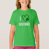 I Heart Irish Dance - Green Heart met Shamrock T-shirt (Voorkant)