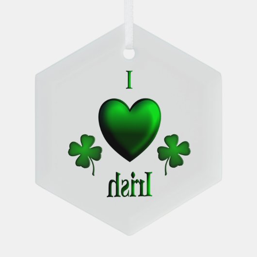 I Heart Irish Glas Ornament (Achterkant)