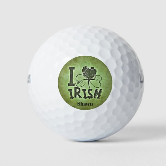 I Heart Irish Shamrock Monogram Initiaal Name Golfballen (Voorkant)