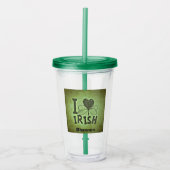 I Heart Irish Shamrock Name Monogram Initialen Acryl Drinkbeker (Voorkant)