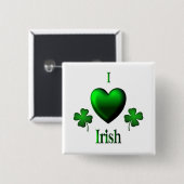 I Heart Irish Vierkante Button 5,1 Cm (Voorkant /achterkant)