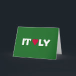 I Heart Italy logo Kaart<br><div class="desc">Ik hoor Italië logo met een rood hart op een groene achtergrond met kleuren van de Italiaanse vlag die geschenken en kaarten ontwerpen. Foto: celeste@khoncepts.com #italiy</div>