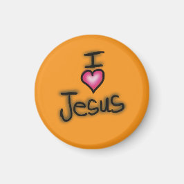 I Heart Jesus I Love Jesus Oranje Magneet