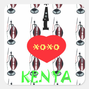 I Heart Kenya XOXO Vierkante Sticker