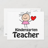 I Heart Kindergarten Leraar Briefkaart (Voorkant / Achterkant)