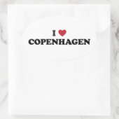 I Heart Kopenhagen Denmark Ovale Sticker (Tas)