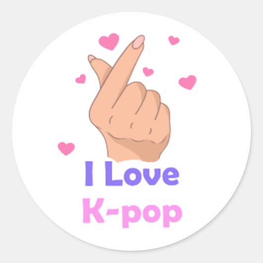 I Heart Kpop Ronde Sticker (Voorkant)