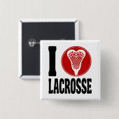 I Heart Lacrosse Vierkante Button 5,1 Cm (Voorkant /achterkant)