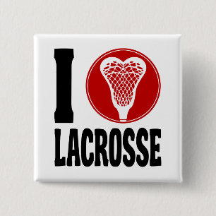 I Heart Lacrosse Vierkante Button 5,1 Cm