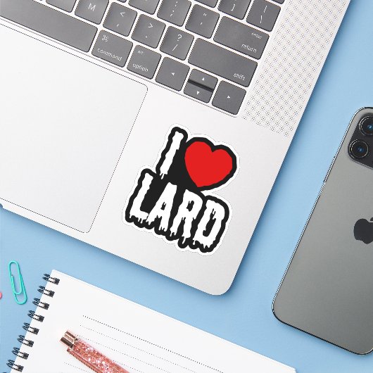 I HEART-LARD STICKER (Laptop met iPhone)
