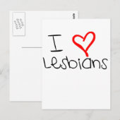 I Heart lesbiennes Briefkaart (Voorkant / Achterkant)