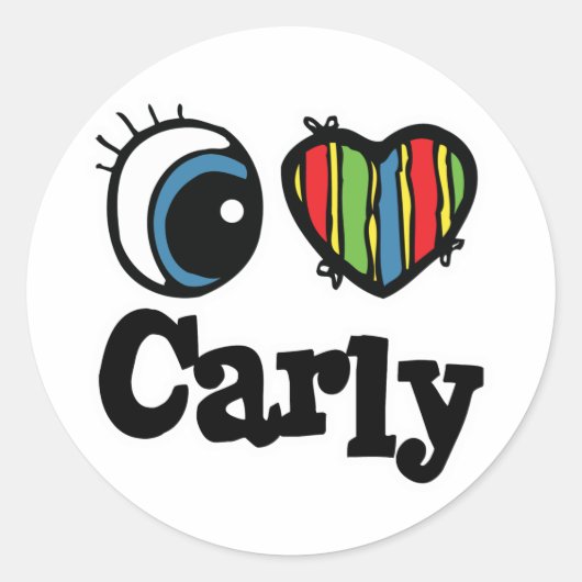 I Heart (Liefde) Carly Ronde Sticker (Voorkant)