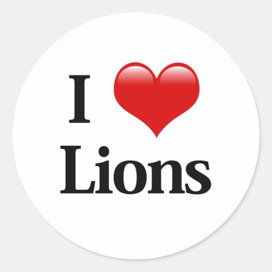 I Heart Lions Ronde Sticker (Voorkant)