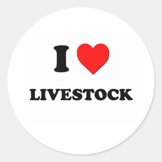 I Heart Livestock Ronde Sticker (Voorkant)