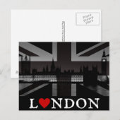I Heart London Black & White Union Jack Briefkaart (Voorkant / Achterkant)