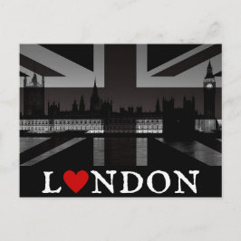 I Heart London Black & White Union Jack Briefkaart