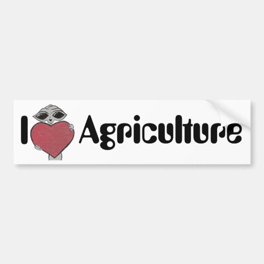 I Heart Love Agriculture Alien Bumpersticker (Voorkant)