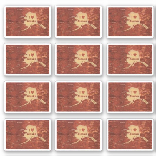 I Heart (Love) Alaska on Inner Birch Bark Sticker (Voorkant)