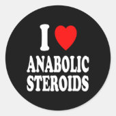 I Heart (Love) Anabole steroïden Bodybuilding Gewi Ronde Sticker (Voorkant)