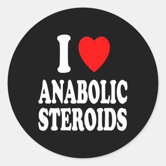 I Heart (Love) Anabole steroïden Bodybuilding Gewi Ronde Sticker (Voorkant)