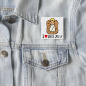 I Heart (Love) Baby Jesus Vierkante Button 5,1 Cm (In situ)