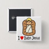 I Heart (Love) Baby Jesus Vierkante Button 5,1 Cm (Voorkant /achterkant)