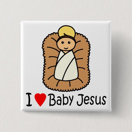 I Heart (Love) Baby Jesus Vierkante Button 5,1 Cm (Voorkant)