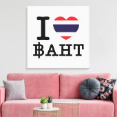 I Heart (Love) Baht Canvas Afdruk (Insitu (Woonkamer))