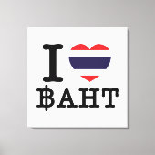 I Heart (Love) Baht Canvas Afdruk (Voorkant)