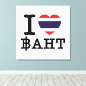 I Heart (Love) Baht Canvas Afdruk (Insitu (Houten vloer))