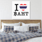 I Heart (Love) Baht Canvas Afdruk (Insitu (Slaapkamer))