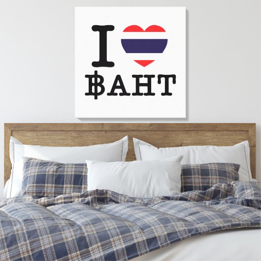 I Heart (Love) Baht Canvas Afdruk (Insitu (Slaapkamer))