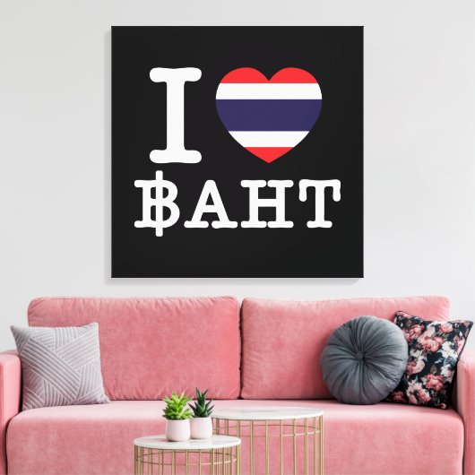 I Heart (Love) Baht Canvas Afdruk (Insitu (Woonkamer))