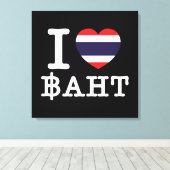 I Heart (Love) Baht Canvas Afdruk (Insitu (Houten vloer))