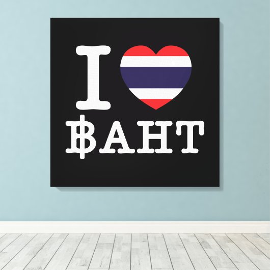 I Heart (Love) Baht Canvas Afdruk (Insitu (Houten vloer))