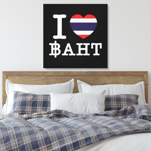 I Heart (Love) Baht Canvas Afdruk (Insitu (Slaapkamer))