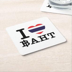 I Heart (Love) Baht Kartonnen Onderzetters