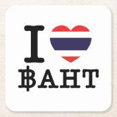 I Heart (Love) Baht Kartonnen Onderzetters (Voorkant)