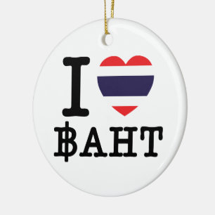 I Heart (Love) Baht Keramisch Ornament