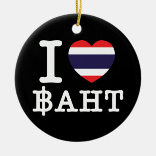 I Heart (Love) Baht Keramisch Ornament
