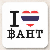 I Heart (Love) Baht Onderzetter (Voorkant)